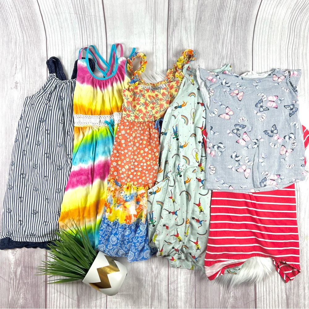 Girls Size 7 Summer Dress Bundle Jona Michelle H&M Tunic Tops 6pc Set